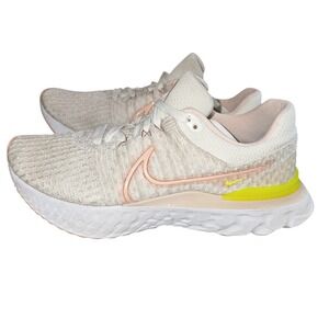 Nike‎ React Infinity Run Flyknit 3 Women's Running Shoes Beige Pink Yellow